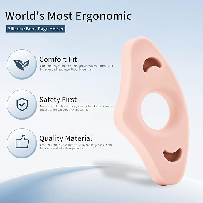 Book Page Holder, 2 Pack Breathable Silicone Thumb Page Holder for Reading, Ideal Book Reader Gifts and Reading Accessories (Medium Size, Pink)