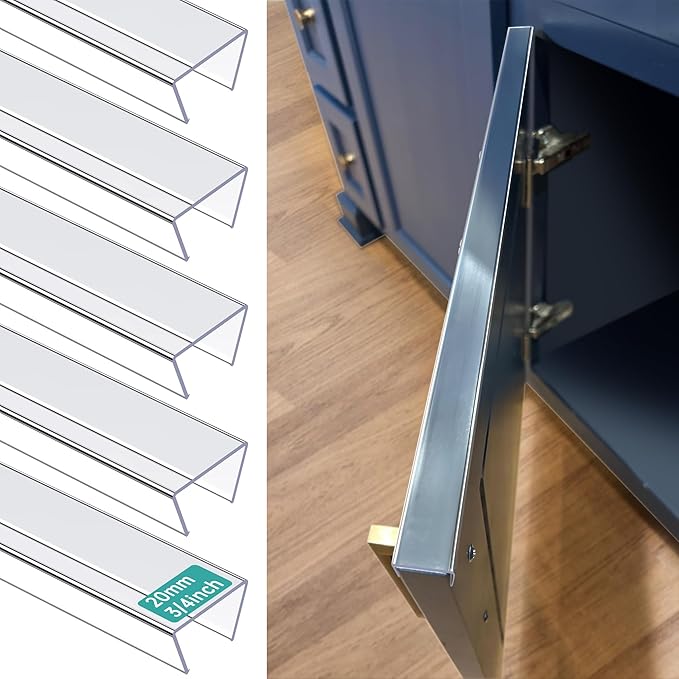 MONOID Drawer Edge Protector, Slip-On Clear Table Corners Guards, Door Kitchen Furniture Bumper, Prevent Wear, Impact Protection, Ease to Cut, 3/4" Thick, 18" Length – Clear, Pack of 5