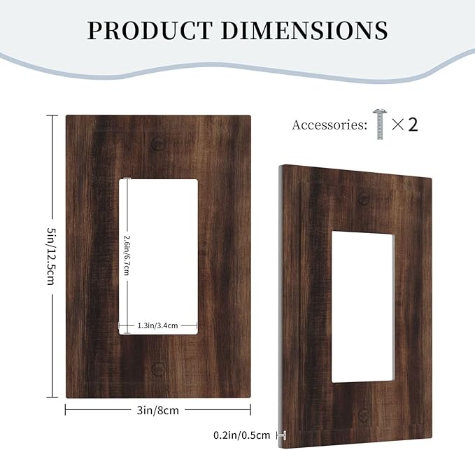 Decorative Outlet Covers Rustic Farmhouse Brown Wood Barn Door 1 Gang Rocker Light Switch Cover Plate Single Gfci Light Switch Covers Wall Plate for Bathroom Decor