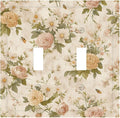 Decorative Switch Plates Boho Vintage Roses Pink Red Yellow Bouquet Floral 2 Gang Double Toggle Outlet Light Switch Cover Wall Plate Electrical Faceplate for Bedroom living Room Decor