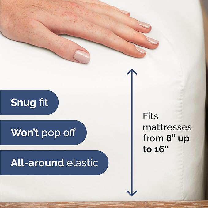 Cal King 6 Piece Sheet Set - Cooling, Comfy & Breathable - Hotel Luxury Bedding for Women, Men, Kids & Teens - 1 Flat & 1 Fitted Sheet & 4 Pillowcases with Deep Pockets - Wrinkle Free - Antique White