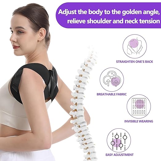 Posture Corrector for Women and Men, Adjustable Back Brace Support for Scoliosis, Hunchback Correction, Upper Spine & Shoulder Pain Relief (Small)