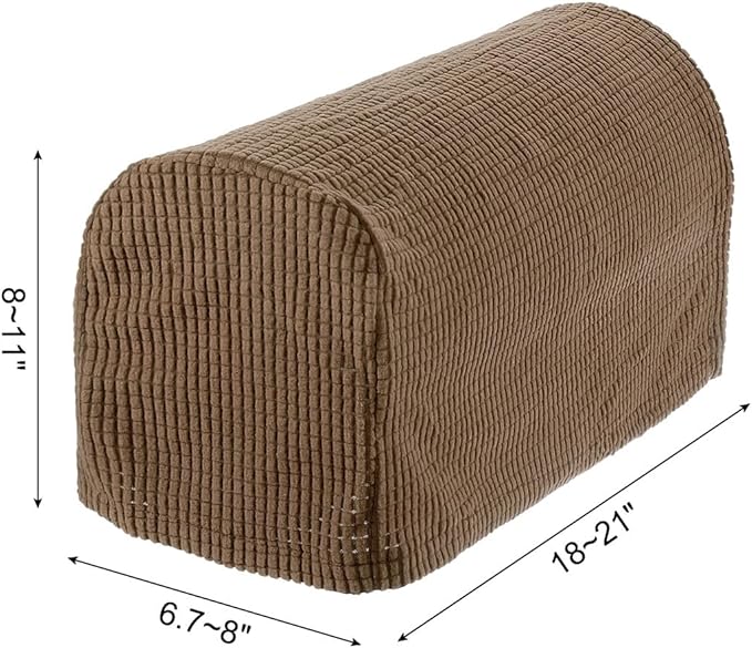 uxcell Stretch Armrest Covers Armchair Anti-Slip for Chairs Sofas Couch Arm Covers Recliner Sofa Light with Twist Pins Brown 4 Pcs