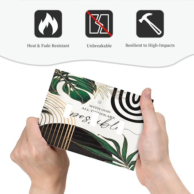 Boho Abstract Tropical Green Palm Leaf Mid Century Decorative Switch Plates 3 Gang Wall Plate Triple Toggle Light Switch Cover Faceplate Electrical Wall Panels for Office Home Decor