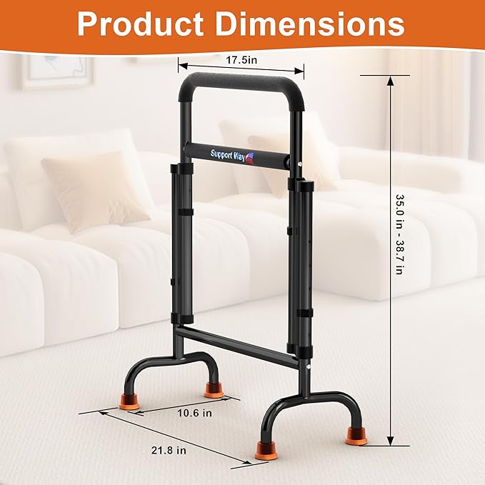 Stand Assist for Chair & Couch – Reinforced Dual-Tube Design, Height Adjustable Mobility Aid for Seniors, Lightweight Metal Frame with 600lb Capacity