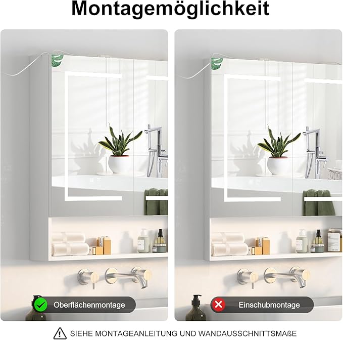 Lighted Medicine Cabinet with 2 Doors,Large Led Medicine Cabinet with Mirror,Anti-Fog, Wall-Mounted Bathroom Mirror with Storage,Brightness Adjustable,31.5" Wx30 H