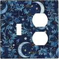 Wallplates Vintage Moon And Flowers Decor Floral William Morris 1 Toggle 1 Duplex Switch Plate Electrical GFCI Faceplate Decorative Light Switch Covers for Bedroom Kids room Decor