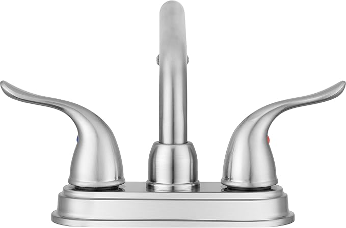 Pacific Bay Treviso Utility Laundry Sink Faucet, Threaded Brass Spout Hose End, Swivel Spout, 2-Handle Levers, Centerset (Brushed Satin Nickel Plated)