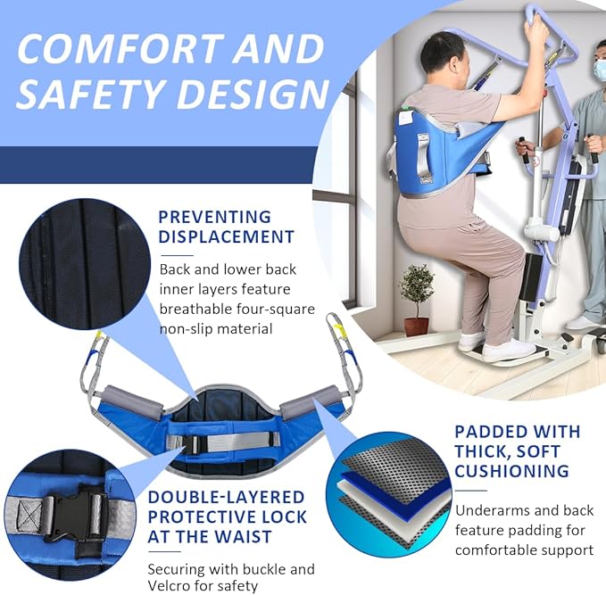 Sit to Stand Lift Patient Aid Padded Sling and Stand Assist with Back Support,Patient Lift Sling Works with Most Mobility Aids & Equipment (Large)