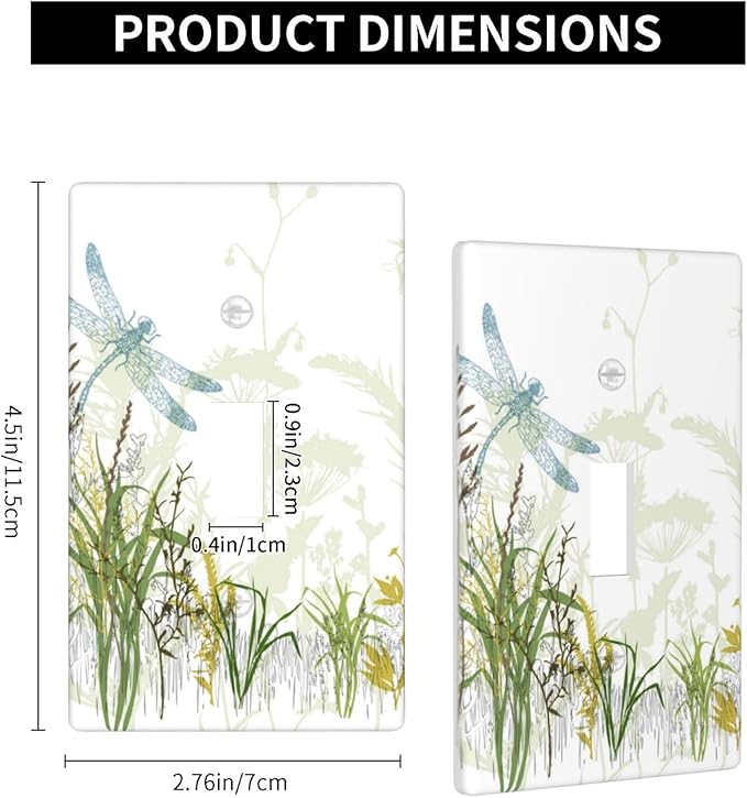 Wild Flower Dragonfly 1 Gang Toggle Light Switch Cover Plates Decorative Electric Outlet Covers Decorator Wall Switch Plate Receptacle Plug Covers 4.5 * 2.76 Inches