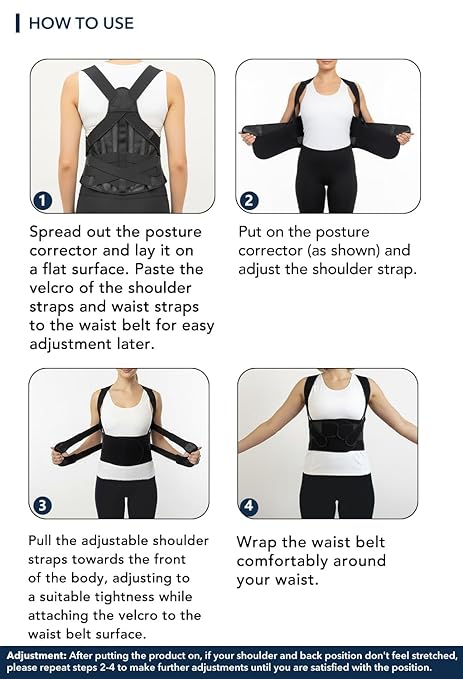 BigRose Posture Corrector for Women and Men, X Power Support Belt for Back Pain Relief with Adjustable Shoulder Straightener, Upper Lower Lumbar Neck Support, Comfortable Back Brace, Medium