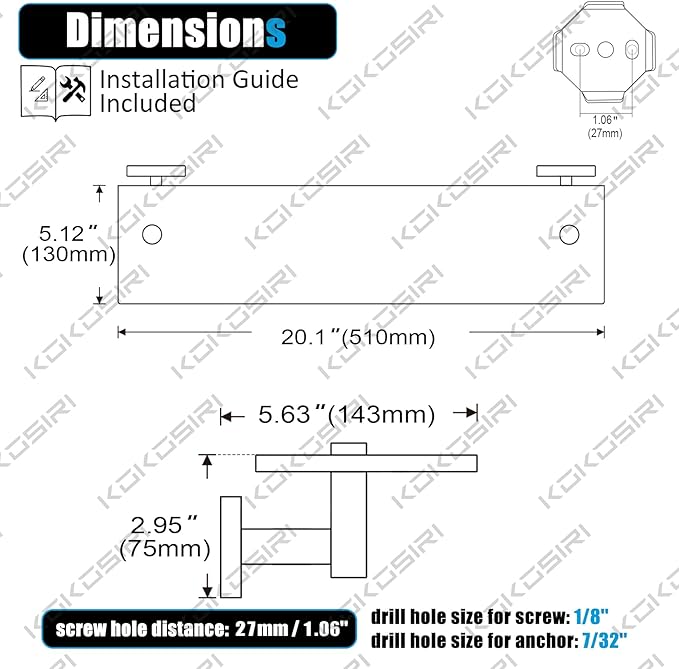 KOKOSIRI Wall Shelves Floating Shelf 20-Inch Stainless Steel Bathroom Hardware Tempered Glass Kitchen Hanging for Storage/Room Decor Gold B1105BG-L20