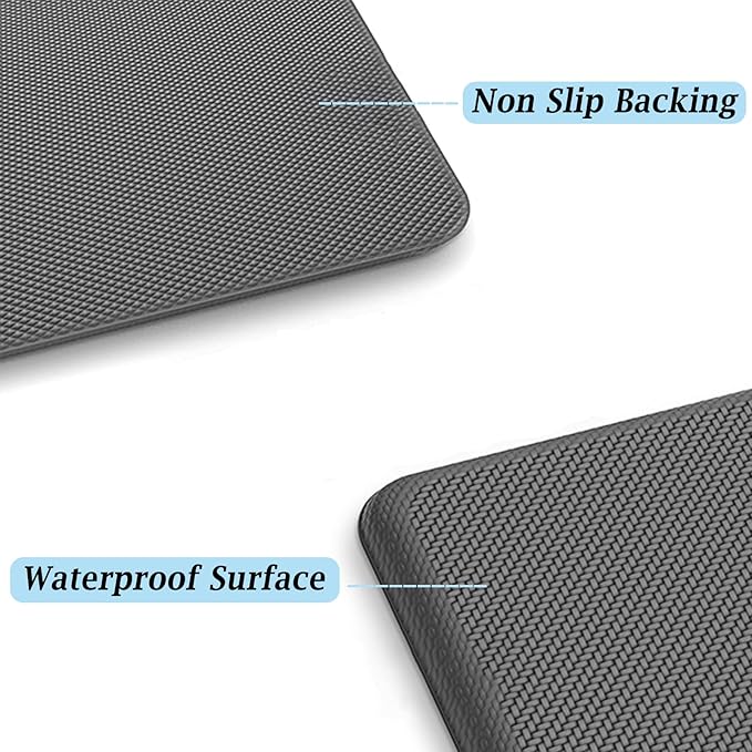 Artnice Kitchen Mats for Floor, 3/4 Inch Thick Cushioned Anti Fatigue Mat, Waterproof Non-Slip Kitchen Rugs, Stain Resistant Comfort Padded for Standing Desk, Sink, Office, (20" x 47.2", Grey)