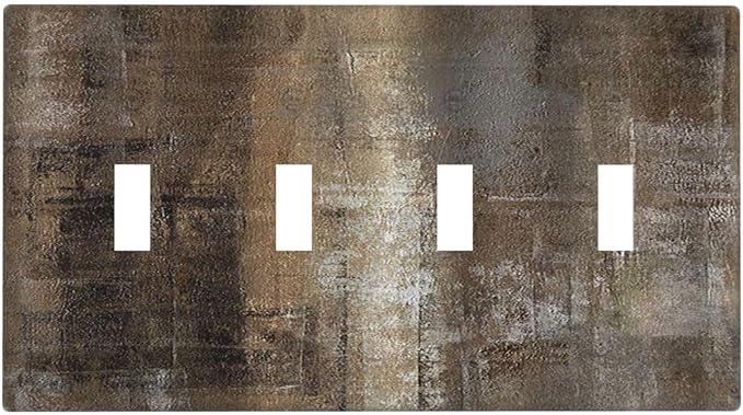 Light Switch Covers Old Vintage Copper Rustic Rusty Modern Tan Brown Quad Toggle Electrical Faceplate 4 Gang Wall Plate Decorative Switch Plates for Farmhouse Cabin Decor