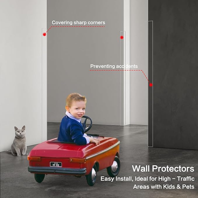 6PCS Clear Self-Adhesive Wall Corner Protectors，Corner Guards & Edge Protector for Wall Door Frame Cabinet Baseboard & Door, Table, Stair (35.4" X 1.18")