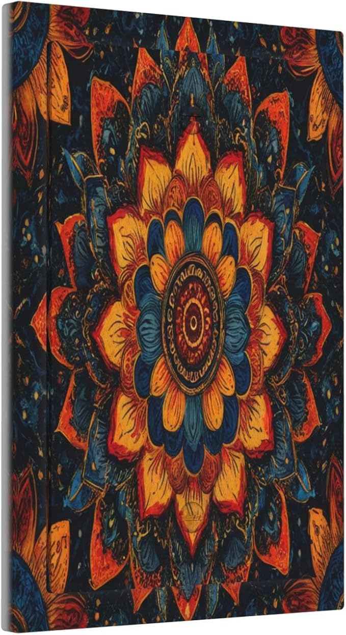 Colorful Oriental Floral Blooming Mandala Flower 1 Gang Blank Light Switch Covers Plate Decorative No Device Wall Plate Coves Electrical Switchplate Dimmer Faceplate for Bathroom Decor