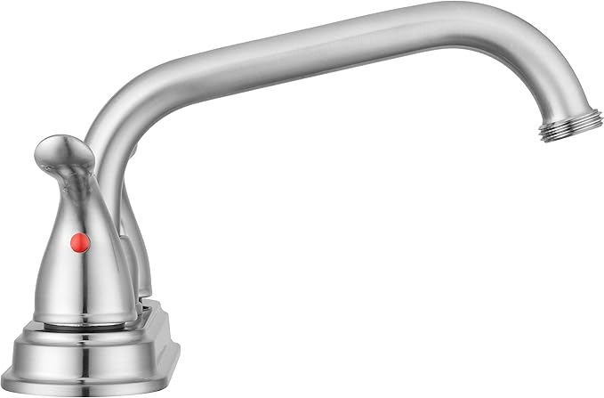 Pacific Bay Treviso Utility Laundry Sink Faucet, Threaded Brass Spout Hose End, Swivel Spout, 2-Handle Levers, Centerset (Brushed Satin Nickel Plated)