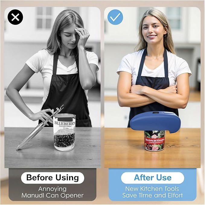 Electric Can Opener – USB Rechargeable with LED Display, Smooth Edge & Auto Stop, One-Touch Hands-Free Automatic Can Opener for Seniors & Arthritis, Works on All Can Types, Food-Safe Kitchen Gadgets
