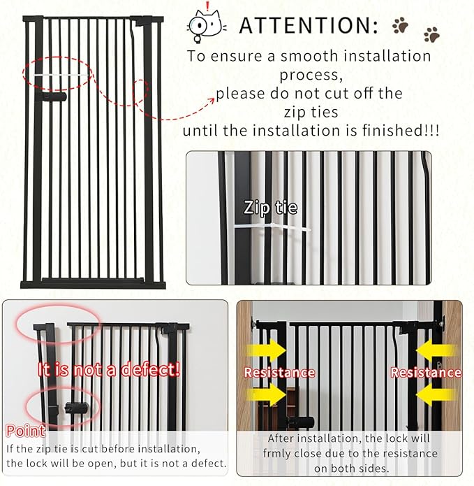 Lumizone Extra Tall Cat Gate 55.12" High Pressure Mounted Extra Wide 2025 New (17 Sizes) 1.37" Gap No Drilling Auto-Close One-Handed Operation Tall Pet Gate for Dogs(Black, 55.12" H x 50.98"-55.11" W)