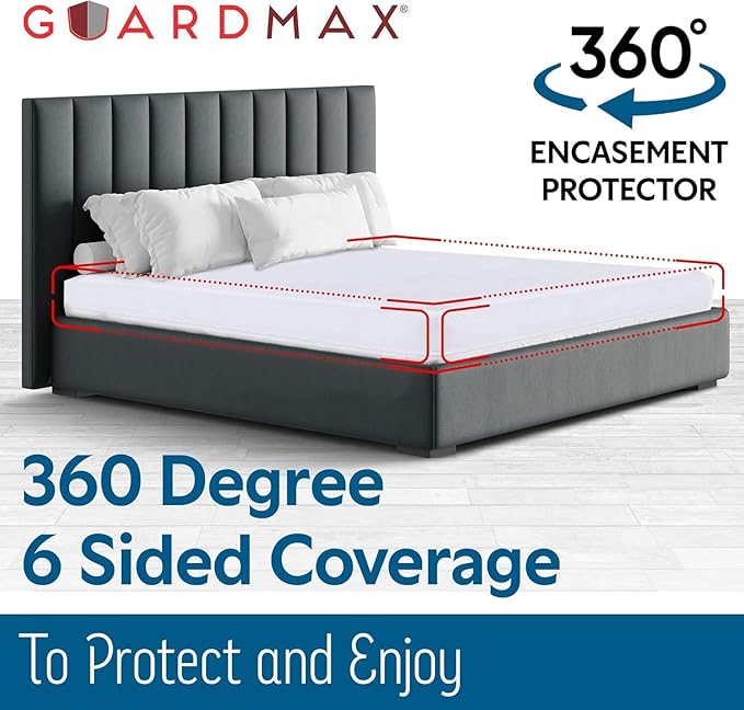 Guardmax Jersey Knitted RV Zippered Mattress Encasement with Deep Pockets - Waterproof & Bed Bug Proof Mattress Protector - Comfortable, Soft, and Noiseless Zippered Bedding - (48x 75 x 13)