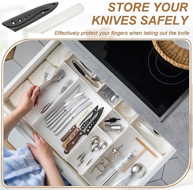 uxcell 2Pcs Safety Knife Covers Sleeves, Universal PP Knife Sheaths Edge Guards Blade Protector Covers for 6.3" Boning Knives Portable for Kitchen Camping Picnics Accessories, Black