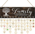 CHDITB Family Birthday Reminder Calendar Board(16”x5), DIY Birthday Gifts for Mother’s Day Valentine's Day, Wooden Family Friends Birthday Tracker Wall Hanging with 100 Heart/Circle Tags (Brown)