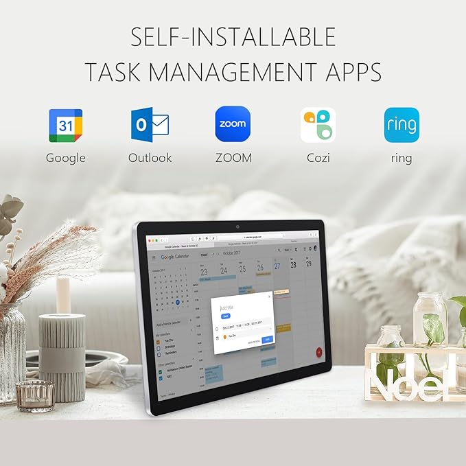 15.6 to 27 inch Touchscreen Digital Calendar & Wall Planners, Smart Whiteboard Calendar for Chore Chart & Work Schedule, Built in Speakers and Camera, Include Wall Mount & Desk Stand (17.3-inch)