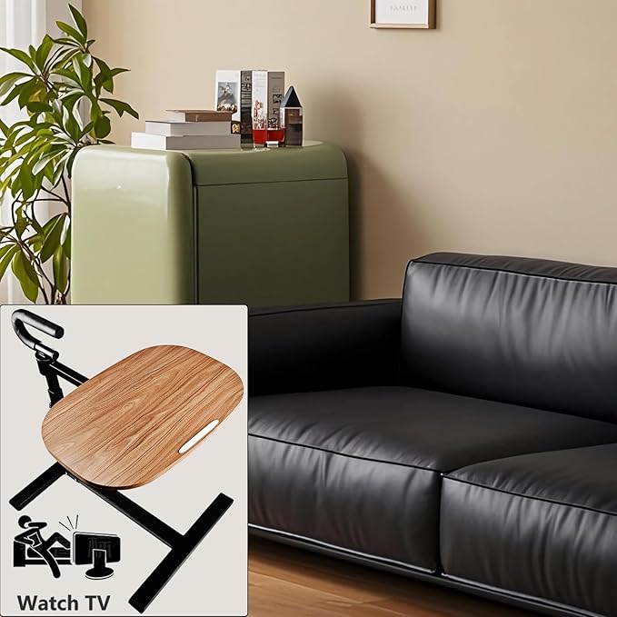 (White 360° Sofa Rotating Table) Auxiliary Standing Tray 360 Degree and Height Adjustable Rotating TV and Laptop Table, Ergonomic Auxiliary Safety Standing Handle