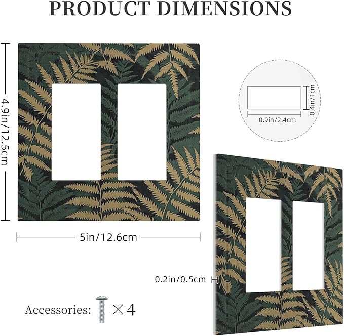 Decorative Outlet Covers Botanical Fern Green Leaf Forest 2 Gang Double Gfci Rocker Electrical Wall Panels Light Switch Cover Plate For Bed Room Home Decor