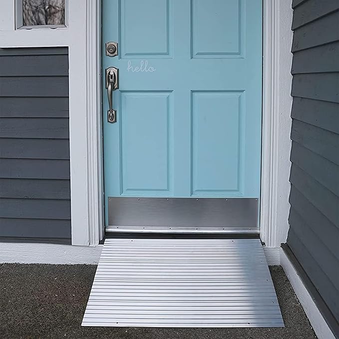 EZ-ACCESS - Threshold Ramps for Doorways - Portable Wheelchair Ramp for Home Steps, Aluminum Door Threshold Sliding Doors, Walker & Wheelchair Access - Adjustable Modular Transitions, 4" Rise