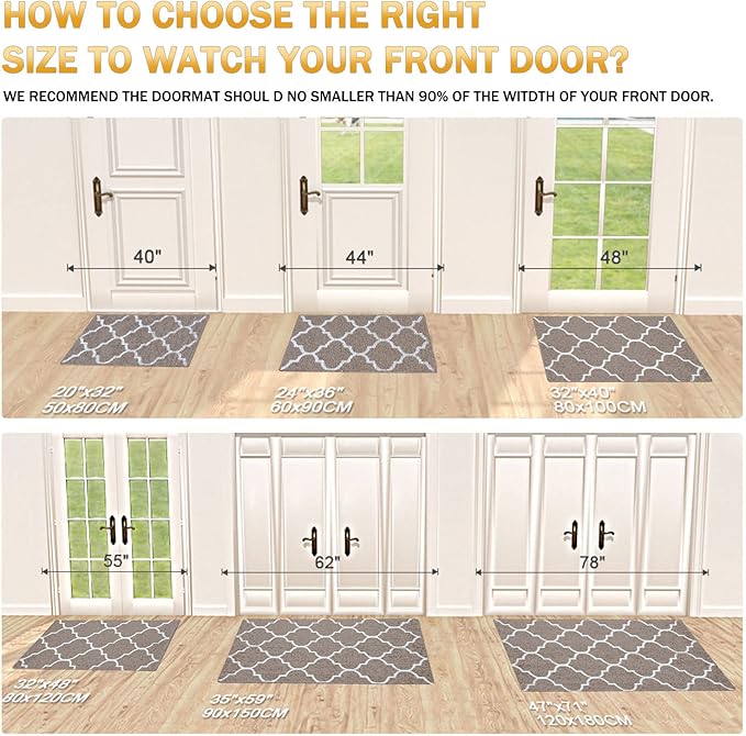 OLANLY Indoor Door Mat, 59x20, Non-Slip Absorbent Resist Dirt Entrance Mat, Washable Low-Profile Inside Floor Doormats for Entryway, Brown