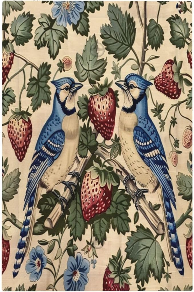 Light Switch Cover Plate Vintage Floral Bird Strawberry Thief William Morris 1 Gang No Device Blank Electrical Wall Plates Faceplate Decorative Switch Plate for Bedroom Home Decor