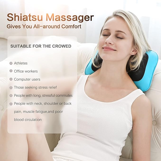 Mo Cuishle Electric Shiatsu Back Massager with Heat - Powerful 3D Kneading for Neck, Shoulder, Lower Back Pain Relief - Ergonomic Design for Home, Office, & Car - Gifts for Women, Men, Mom, Dad & her