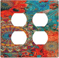Decorative Light Switch Cover Plate Abstract Ombre Colorful Indian Mandala 2 Gang Socket Covers Double Duplex Wallplates Switch Plates and Outlet Covers for Bedroom Bathroom Decor