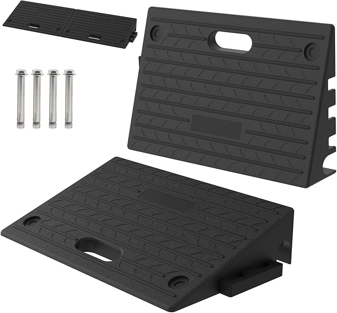 3.9" Rise Rubber Threshold ramp for Doorway/Cars, Step/Stair Rubber ramp with with Non-Slip Surface for wheelchairs/Curb/shed, 2200Pounds Load Capacity.