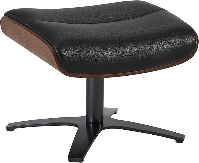 CHITA Genuine Leather Reclining Swivel Chair with Adjustable Headrest and Ottoman for Living Room, Black