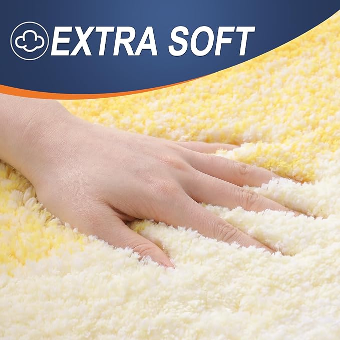 OLANLY Bathroom Rug Set 2 Piece, Soft Absorbent Microfiber Bath Rug Set, Non-Slip, Machine Wash Dry, Plush Shaggy Bath Mats for Bathroom (47"x20"+24"x16", Yellow)