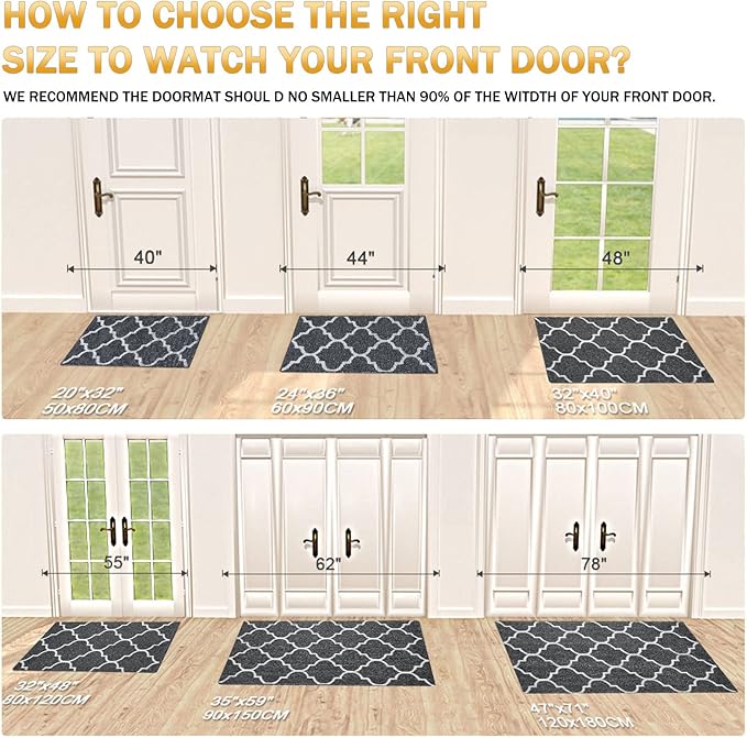 OLANLY Indoor Door Mat, 32x20, Non-Slip Absorbent Resist Dirt Entrance Mat, Washable Low-Profile Inside Floor Doormats for Entryway, Black