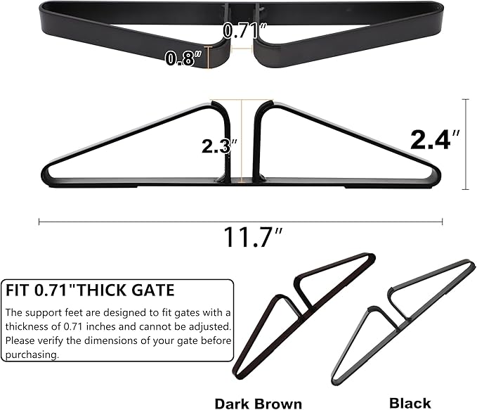 Freestanding Pet Gate Metal Support Feet, Triangle Support Feet Set of 2 for Extra Wide Foldable Pet Gate, Easy to Install, A Pair of Safety Fence Feet for Wooden Dog Gate, Black