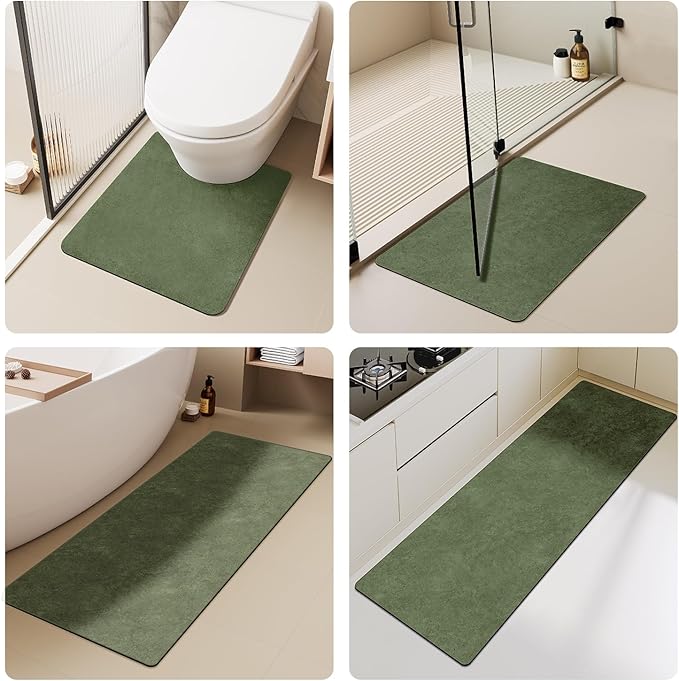 Bath Mat, Bathroom Rugs Non Slip Washable Thin Absorbent Quick Dry Bath Mat Fits Under Door Bathroom Floor Mat Perfect for Bath, Shower, or Sink 36"x60" Sage Green