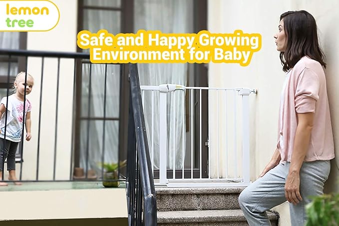 Baby Gates for Stairs and Doorways Adjustable 30-40.5 inches Walk Through Baby Gate with Door,Dog Gates for The House Indoor Safety Child Gates for Kids or Pets Pressure Mounted Metal Auto Close