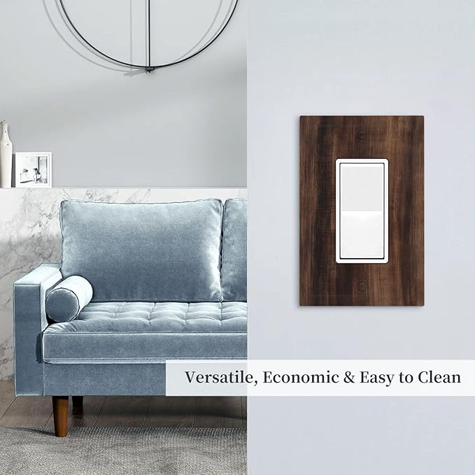 Decorative Outlet Covers Rustic Farmhouse Brown Wood Barn Door 1 Gang Rocker Light Switch Cover Plate Single Gfci Light Switch Covers Wall Plate for Bathroom Decor