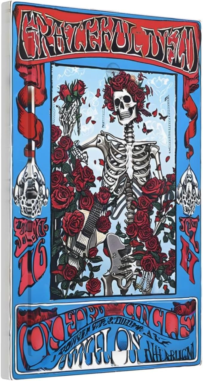 Decorative Light Switch Cover Plate Hippy Skull Red Rose Floral 1 Gang No Device Single Blank Outlet Covers Wall Plate Switch Plate Covers for Bathroom Decor