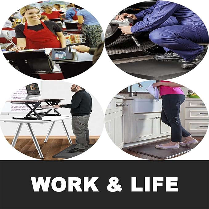 1" Extra Thick Anti Fatigue Floor Mat 17" W x 40" L,Kitchen Mat, Standing Desk Mat,140D Advanced PU Foam Ergonomic Comfort at Home, Office, Garage, Sink (Black)