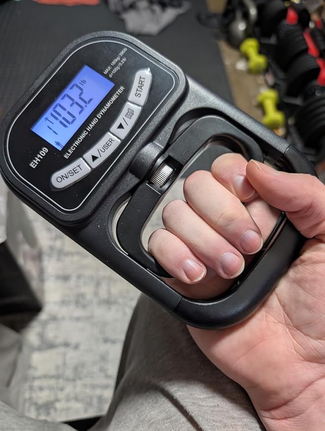 AHTAPFON Grip Strength Tester Trainer Set-Electronic Hand Dynamometer of 396lbs ＆ Solid Metal Grip Strengthener -Adjustable Resistance of 165lbs-5×Heavy-Duty Springs,Fit Sport Home Gym Workouts