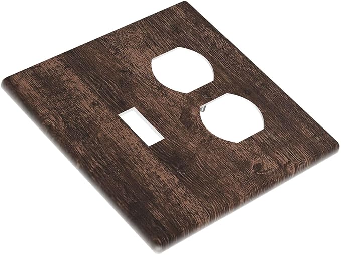 Wallplates Rustic Dark Brown Wood Grain 1 Toggle 1 Duplex Switch Plate Electrical GFCI Faceplate Decorative Light Switch Covers for Farmhouse Bedroom Decor