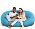 Lumaland Luxurious Giant 6ft Bean Bag Chair with Microsuede Cover - Ultra Soft, Foam Filling, Washable XL Bean Bag Sofa for Kids, Teenagers, Adults - Sack Chair for Dorm, Family Room - Light Blue