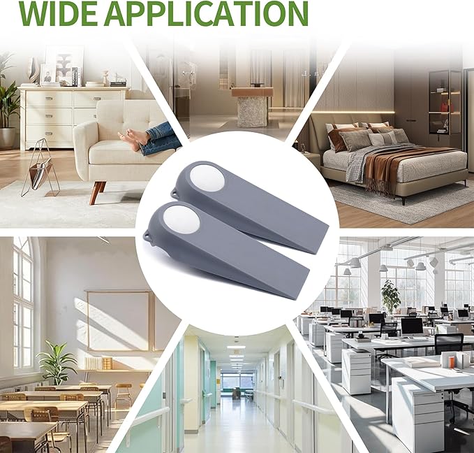 Door Stoppers for Bottom of Door, Rubber Door Stopper Wedges, Door Holders for All Types of Surfaces, 2 Pack Magic Ball Door Stops, Combo Pack, Grey and White