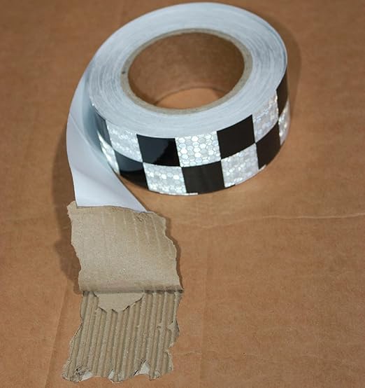 Black White Reflective Tape 2 inch X 166 feet, Outdoor Waterproof Hazard Conspicuity Warning Industrial Marking Tape
