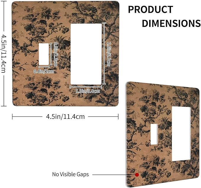 Decorative Outlet Covers Vintage Floral Botanical Brown Background 2-Gang Combo Light Switch Cover Plate Single Toggle/Rocker Wall Plate Plug Switch Plate Covers for Bathroom Bedroom